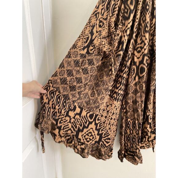 Bohemian Pants Harem Indonesia Brown OS Wide Legs Pockets - Picture 3 of 8